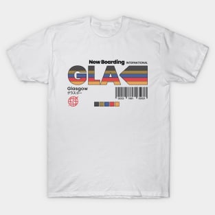 Vintage Glasgow GLA Airport Label Retro Travel Scotland T-Shirt